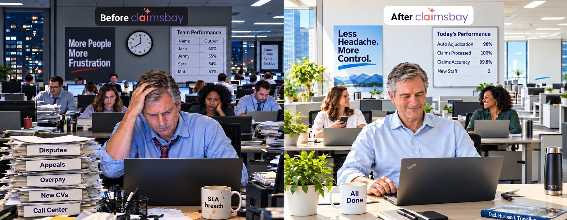 After ClaimsBay: the same claims office running smoothly